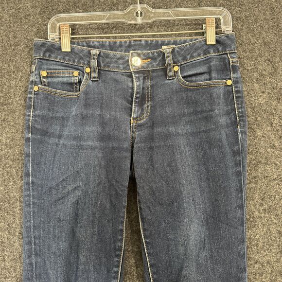 Tory Burch Jeans Womens 29 Blue Straight Leg Stretch Denim Logo Mid Rise - Picture 2 of 13